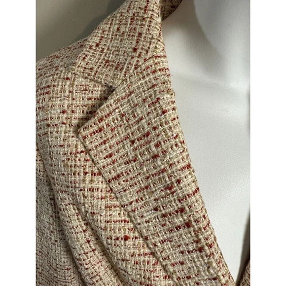 Ann Taylor Women's Coat Blazer Sz 2 Pink  White Tweed Fine Italian Fabric Work - Picture 2 of 7